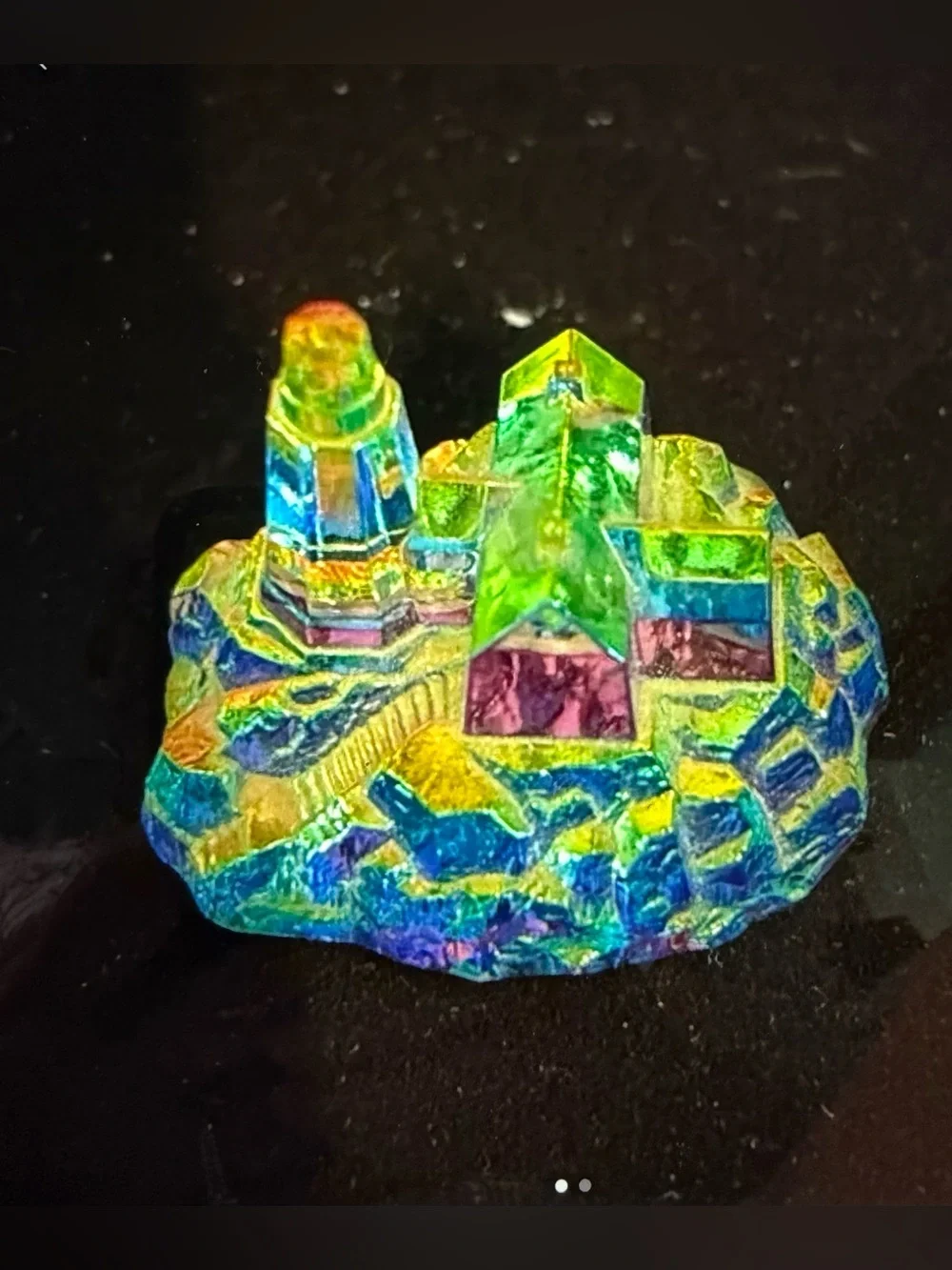 Iridescent Multi-Color Crystal Lighthouse Accent